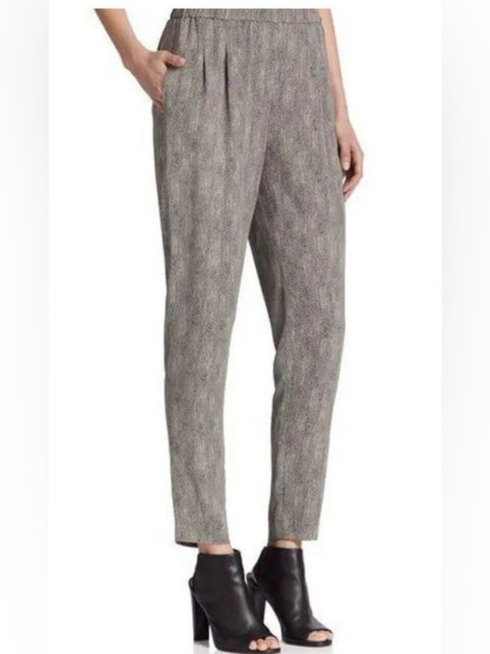 Eileen Fisher Chainette Printed Silk Georgette Crepe Pant | Size M